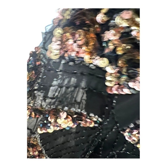 Vintage Oleg Cassini Black Silk Rayon Sequin Top Small - Picture 13 of 13
